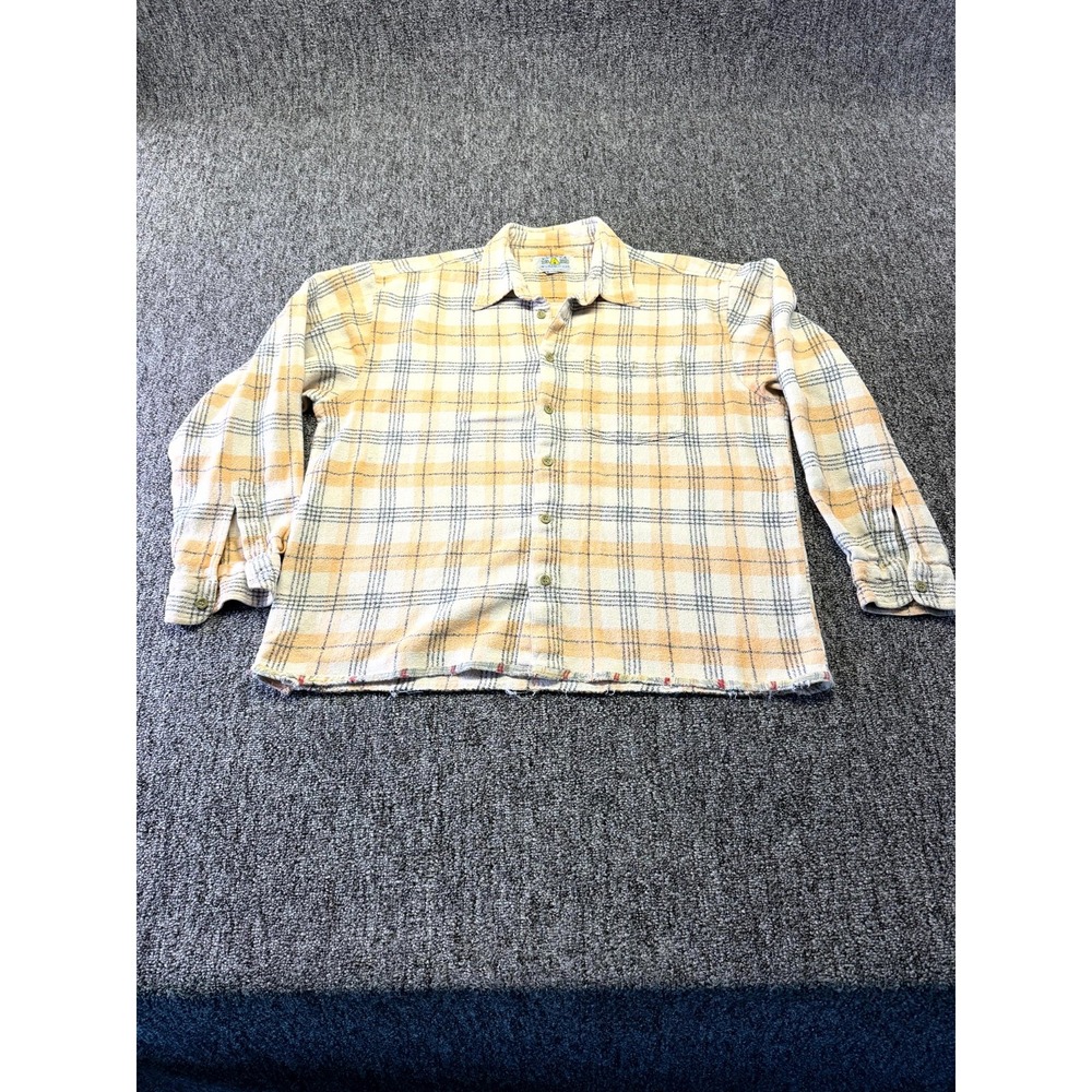 Alaska Wilderness Gear Flannel Shirt Men XL Multi Plaid Cotton Pleated Button Up